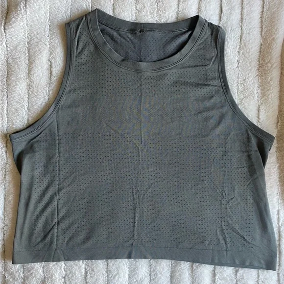 Lululemon Grey Sage Breeze By Muscle Crop Tank Top - Picture 1 of 3